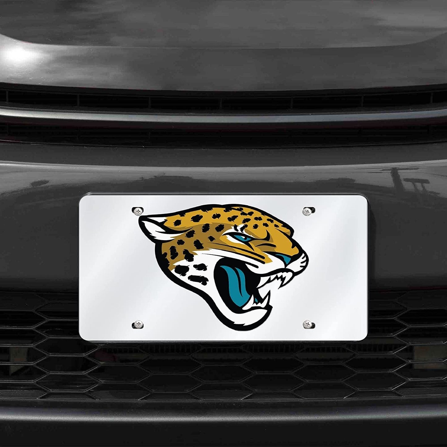 Jacksonville Jaguars Premium Laser Cut Tag License Plate, Mirrored Acrylic Inlaid, 12x6 Inch
