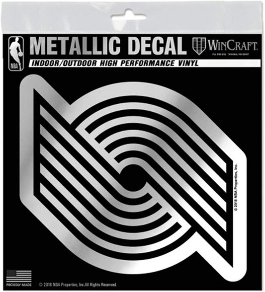 Portland Trail Blazers 6 Inch Decal Sticker, Metallic Chrome Shimmer Design