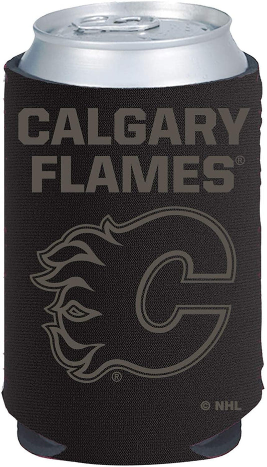Calgary Flames Tonal Black Design 2-Pack 12oz CAN Neoprene Beverage Insulator Holder Cooler Hockey