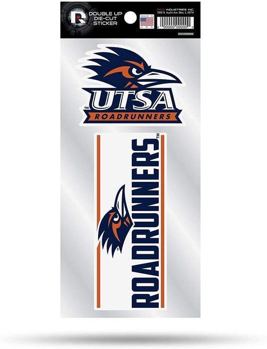 University of Texas San Antonio Roadrunners UTSA 2-Piece Double Up Die Cut Sticker Decal Sheet, 4x8 Inch