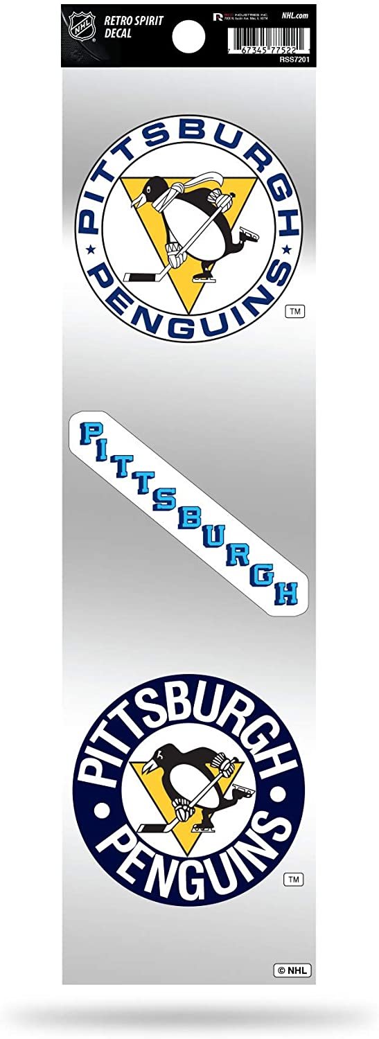 Pittsburgh Penguins 3pc Retro Spirit Decals Premium Throwback Stickers