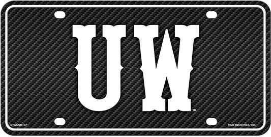 University of Wyoming Cowboys Metal Auto Tag License Plate, Carbon Fiber Design, 6x12 Inch