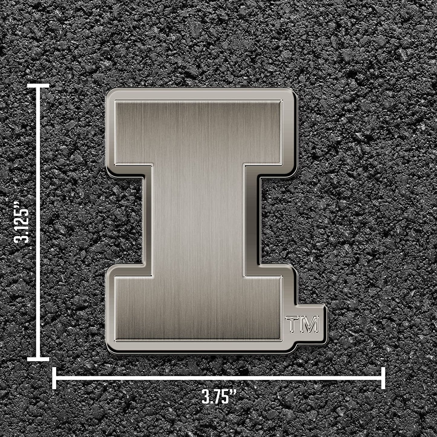 University of Illinois Illini Solid Metal Auto Emblem Antique Nickel for Car/Truck/SUV