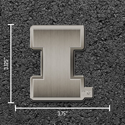 University of Illinois Illini Solid Metal Auto Emblem Antique Nickel for Car/Truck/SUV