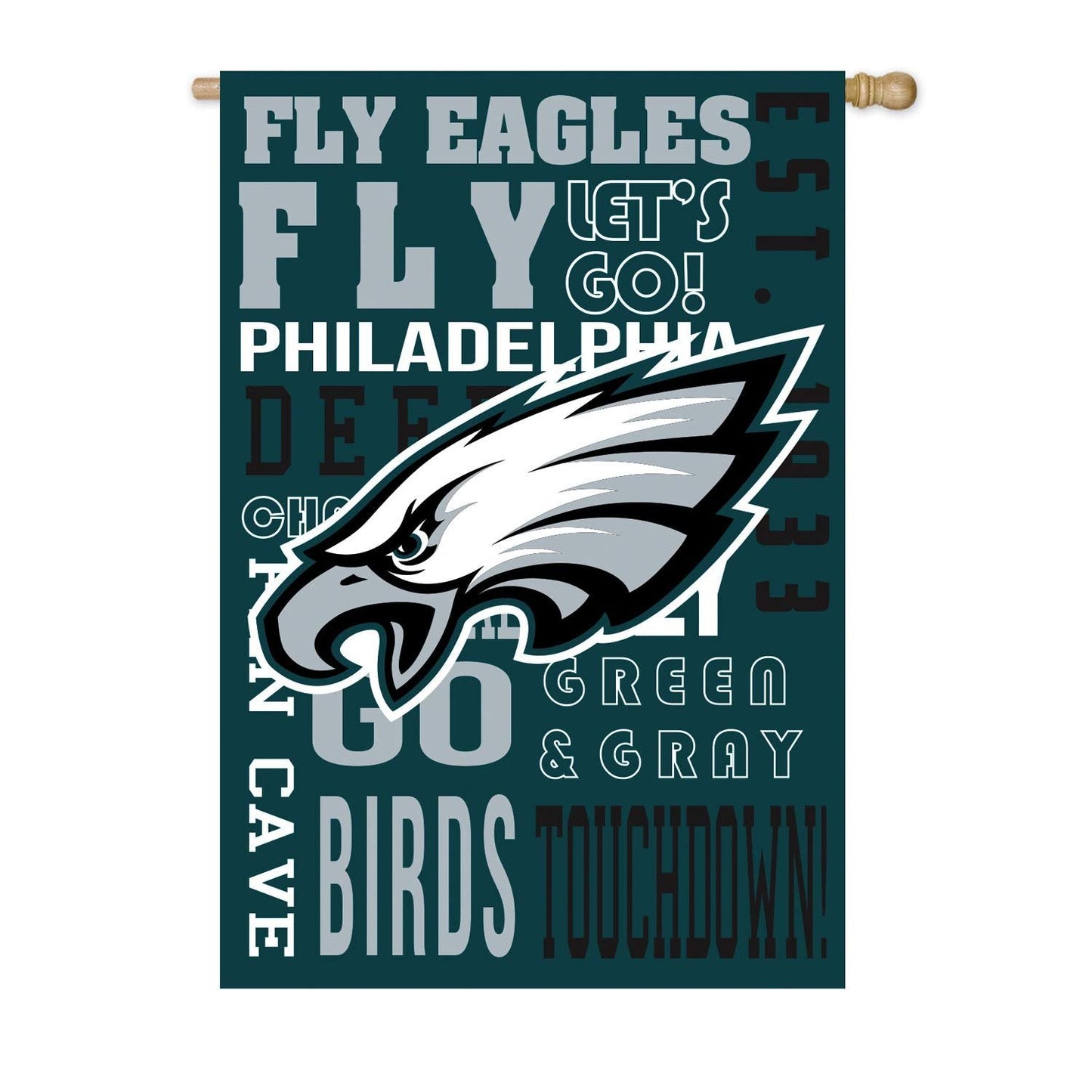 Philadelphia Eagles Premium Double Sided House Flag Banner, Fan Rules Design, 28x44 Inch, Display Pole Sold Seperately, Officially Licensed