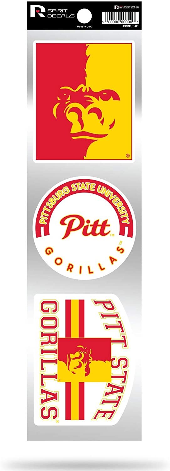 Pittsburgh State Gorillas PSU Triple Retro Throwback Spirit Decals Flat Vinyl Auto Home Sticker Sheet University of