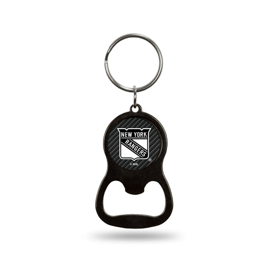 New York Rangers Metal Keychain Bottle Opener, Carbon Fiber Design