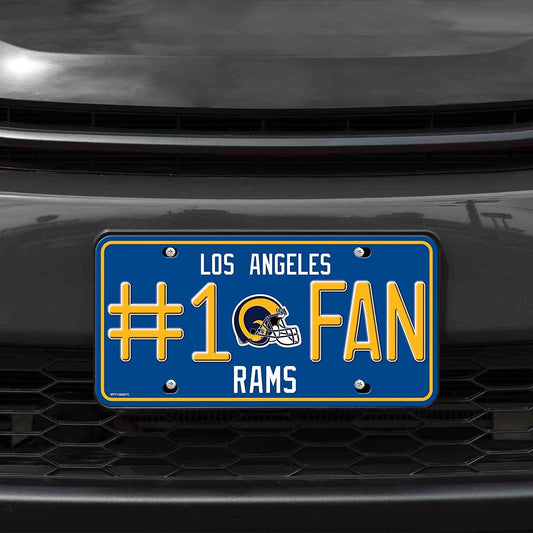 Los Angeles Rams Metal Auto Tag License Plate, #1 Fan Retro Design, 12x6 Inch