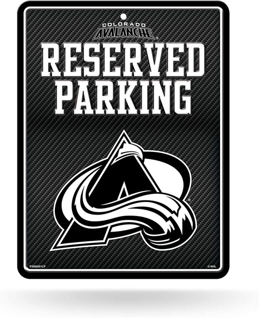 Colorado Avalanche Metal Parking Novelty Wall Sign 8.5 x 11 Inch Carbon Fiber Design