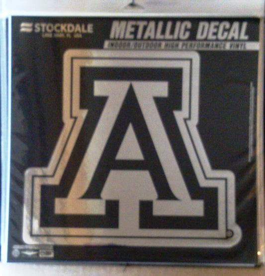 University of Arizona Wildcats 6 Inch Decal Sticker, Metallic Chrome Shimmer Design