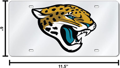 Jacksonville Jaguars Premium Laser Cut Tag License Plate, Mirrored Acrylic Inlaid, 12x6 Inch