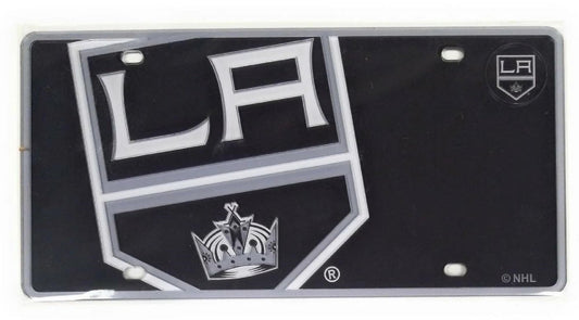 Los Angeles Kings Premium Laser Cut Tag License Plate, Mega Logo Design, Mirrored Acrylic Inlaid, 12x6 Inch