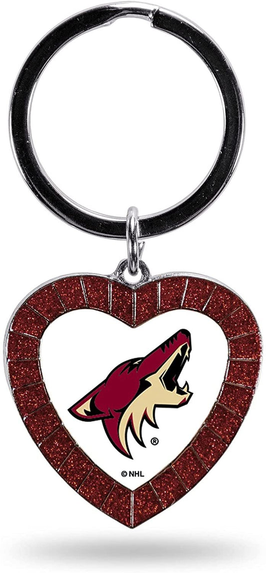 Coyotes Keychain Rhinestone Heart Decal Emblem Team Color Hockey