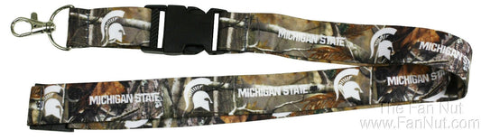 Michigan State University Spartans CamoLanyard Keychain Double Sided Breakaway Safety Design Adult 18 Inch