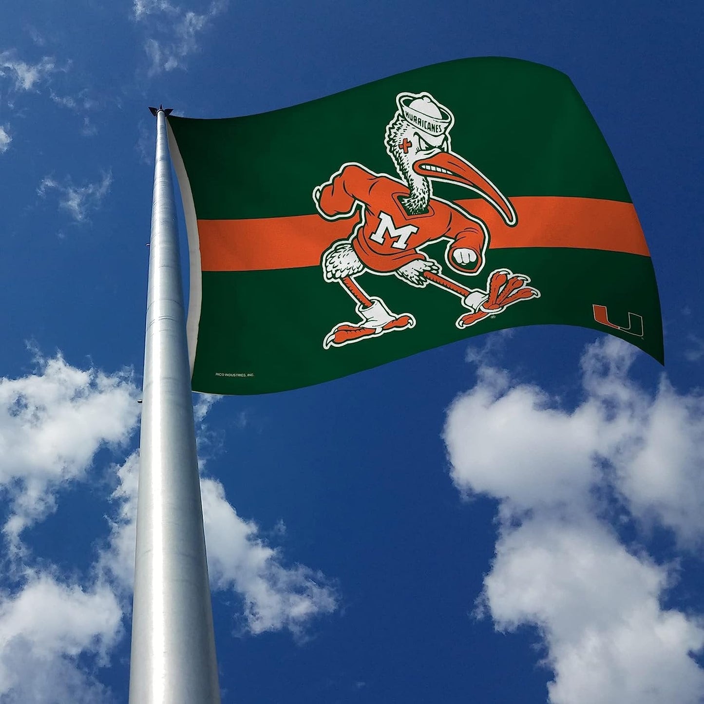 University of Miami Hurricanes Flag Banner 3x5 Feet Metal Grommets Ibis Mascot Design