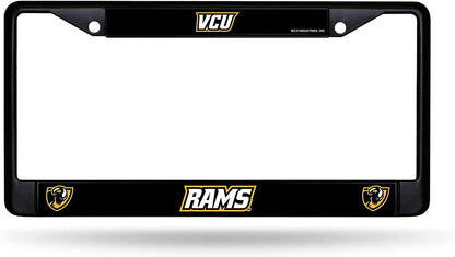 Virginia Commonwealth University Rams Vcu Black Metal License Plate Frame Chrome Tag Cover 6x12 Inch