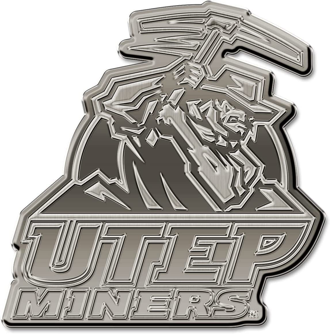 University of Texas El Paso Miners UTEP Auto Emblem Solid Metal Antique Style