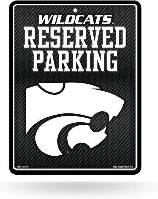 Kansas State University Wildcats Metal Parking Novelty Wall Sign 8.5 x 11 Inch Carbon Fiber Design