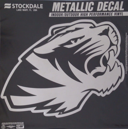 University of Missouri Tigers 6 Inch Decal Sticker, Metallic Chrome Shimmer Design