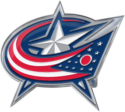 FANMATS 60484 Columbus Blue Jackets Heavy Duty Aluminum Embossed Color Emblem, Auto Emblem Decal