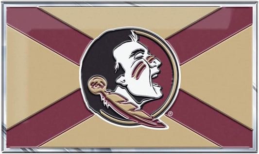Florida State University Seminoles Color Auto Emblem State Flag Design Aluminum Metal