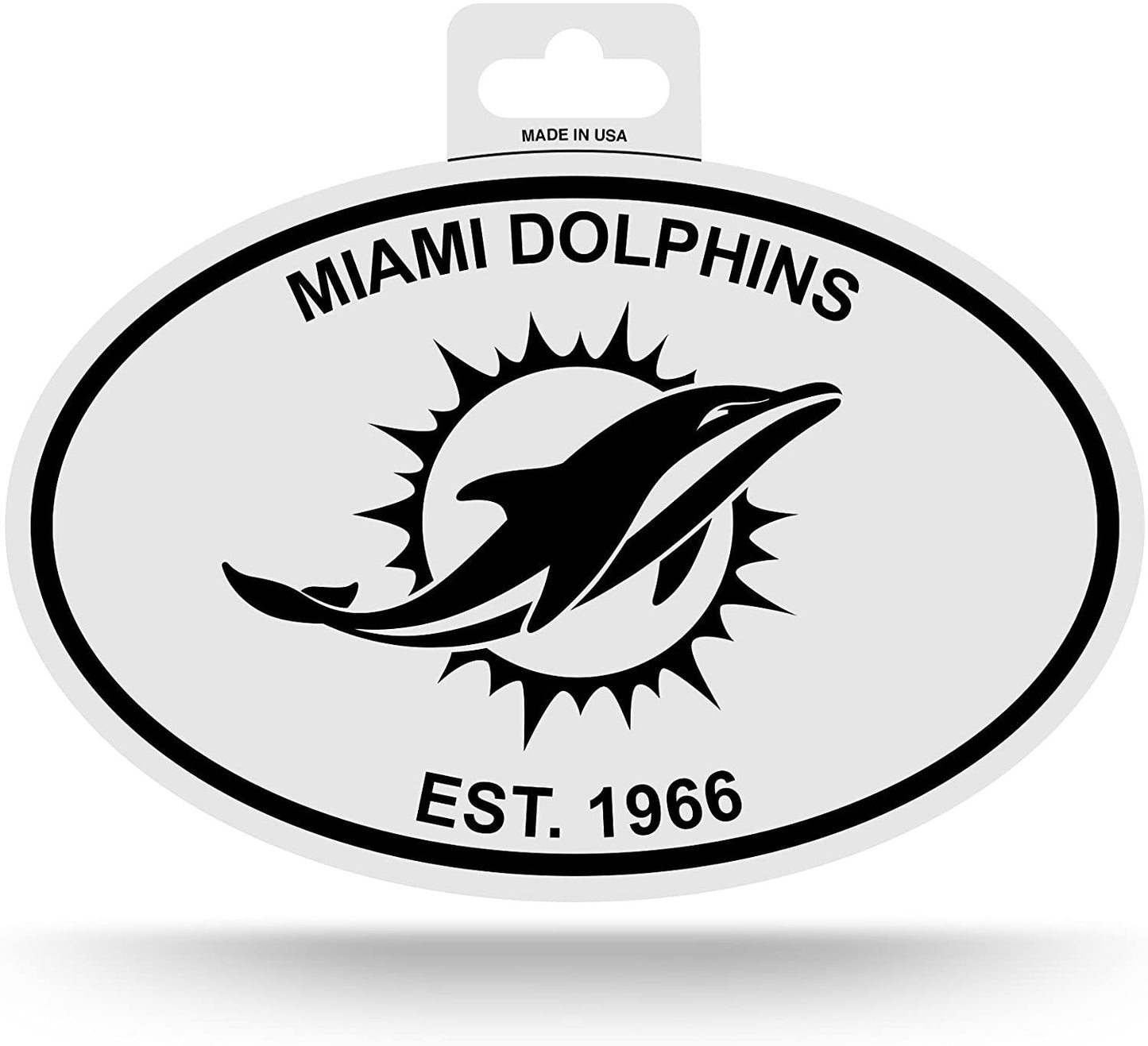 Rico Miami Dolphins Oval Decal Sticker Black and White Car Window Established 1966