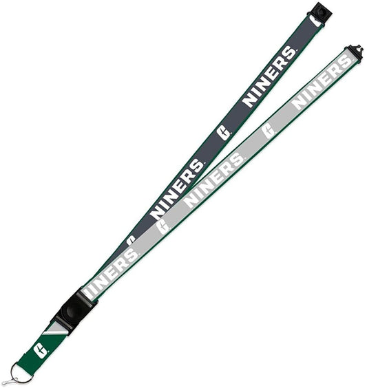 North Carolina Charlotte 49ers Lanyard Keychain 2-sided Breakaway Clip GRAY University of