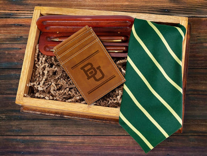Rico Industries NCAA Baylor Bears Men’s Front ID Pocket Brown Wallet- Premium 8 Pocket Laser-Engraved Team Logo on Vegan Leather- Minimalist Design, Credit Card Holder- Ideal for Travel or Men’s Gift