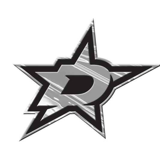 Dallas Stars Auto Emblem, Plastic Molded, Silver Chrome Color, Raised 3D Effect, Adhesive Backing