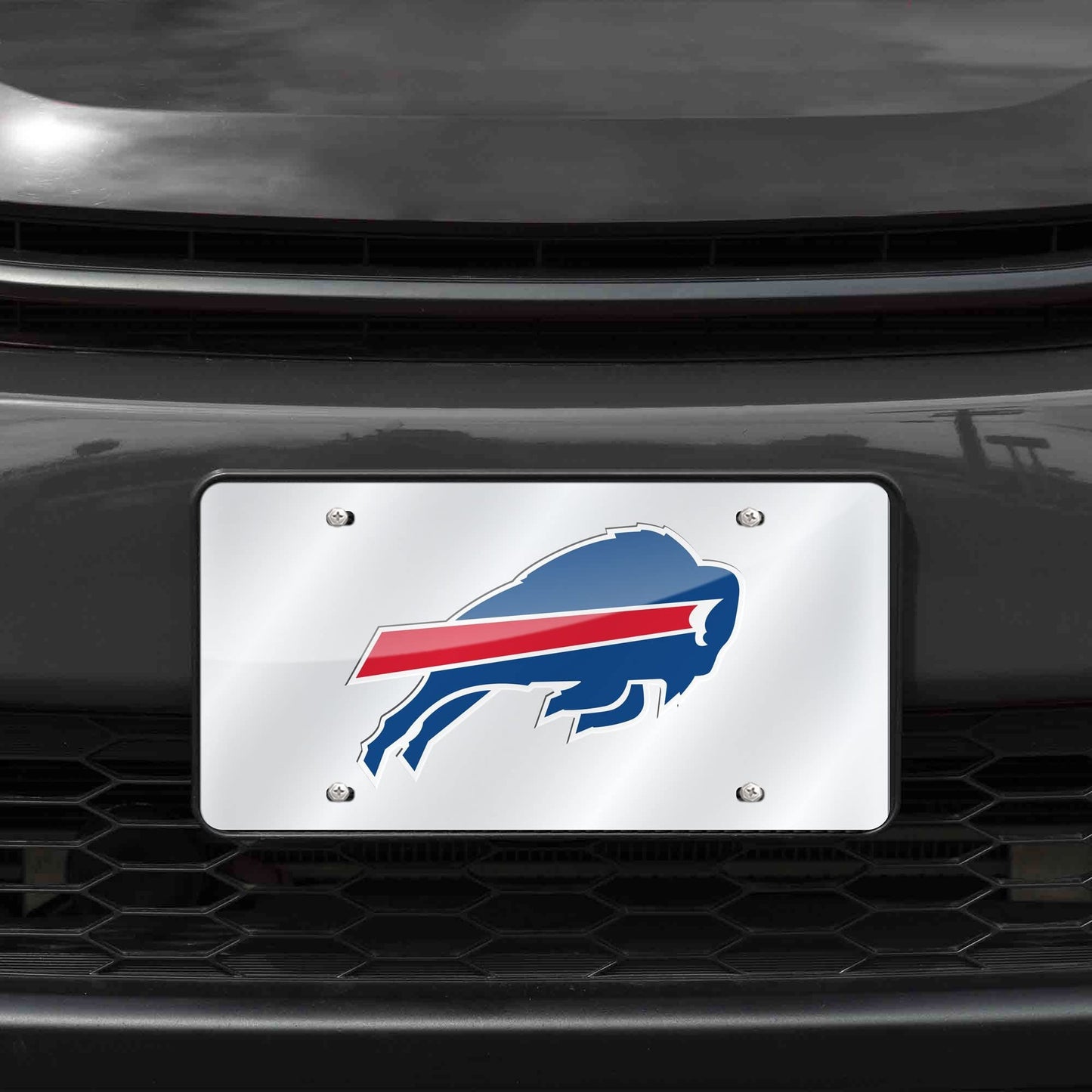 Buffalo Bills Premium Laser Cut Tag License Plate, Mirrored Acrylic Inlaid, 12x6 Inch