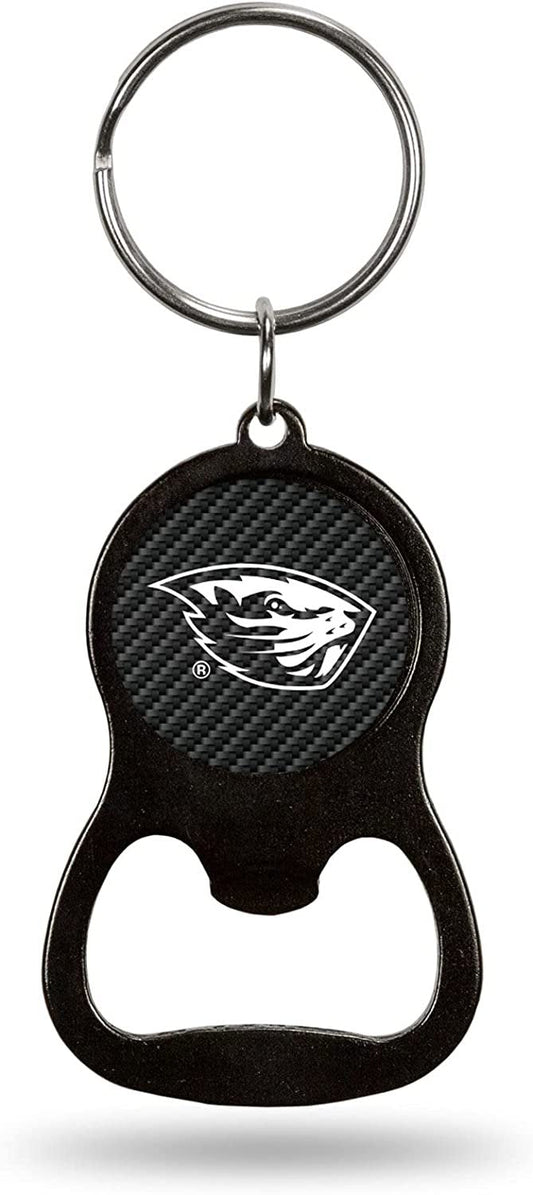 Oregon State University Beavers Premium Solid Metal Keychain Bottle Opener, Carbon Fiber Design