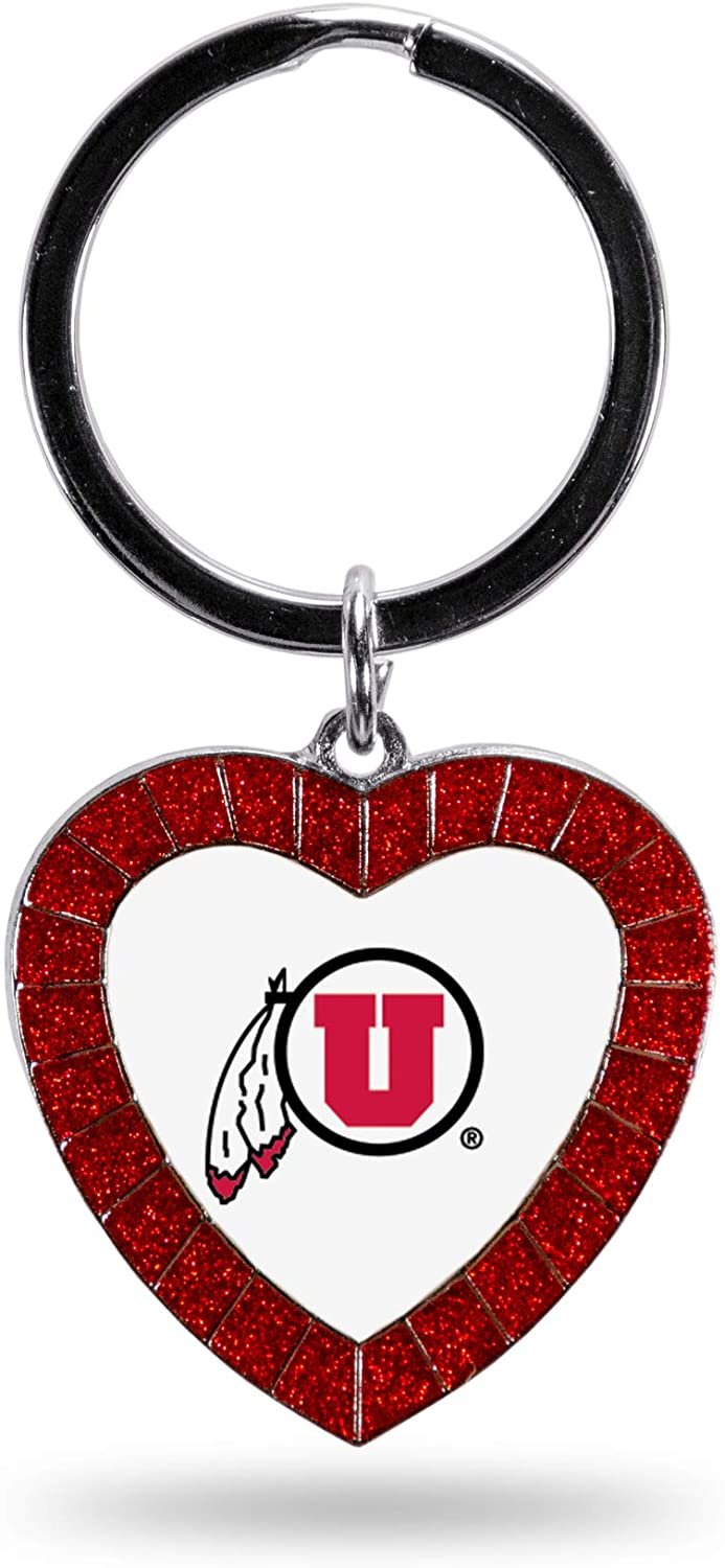 NCAA Utah Utes NCAA Rhinestone Heart Colored Keychain, Red, 3-inches in length