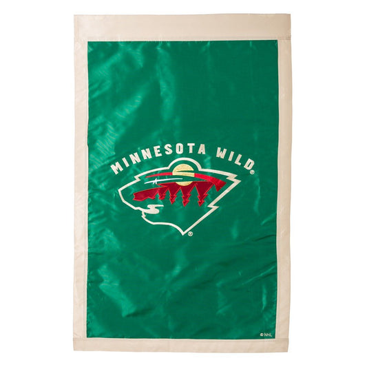 Minnesota Wild Premium Double Sided Banner House Flag, Embroidered Applique, 28x44 Inch