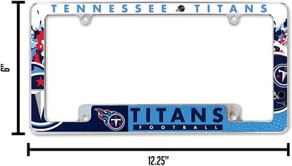 Rico Industries NFL Tennessee Titans Primary 12" x 6" Chrome All Over Automotive License Plate Frame for Car/Truck/SUV