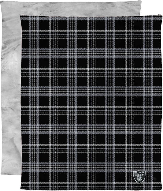 Las Vegas Raiders Throw Blanket, Micro Mink Plush Fleece with Faux Fur Reverse, 48x60 Inch