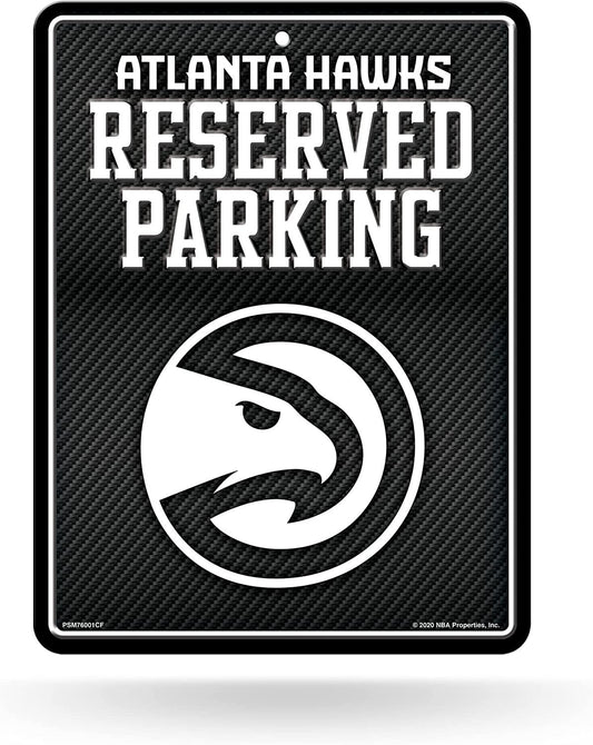 Atlanta Hawks Metal Parking Novelty Wall Sign 8.5 x 11 Inch Carbon Fiber Design