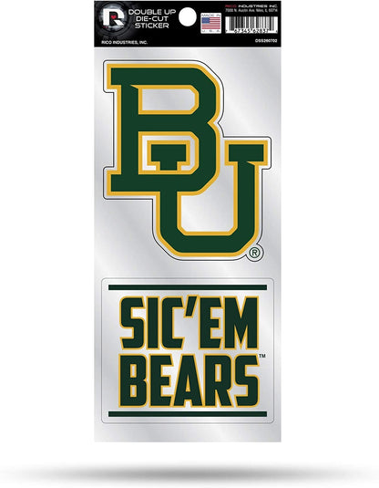 Baylor University Bears Double Up Die Cut Sticker Decal Sheet, 4x8 Inch