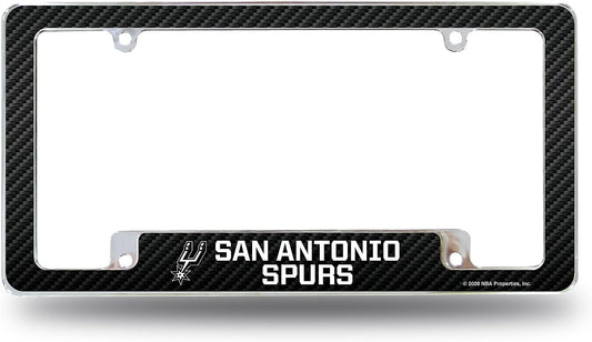 San Antonio Spurs Premium Metal License Plate Frame Tag Cover, Carbon Fiber Design, 12x6 inch, Pre-Drilled Holes, Officially Licensed