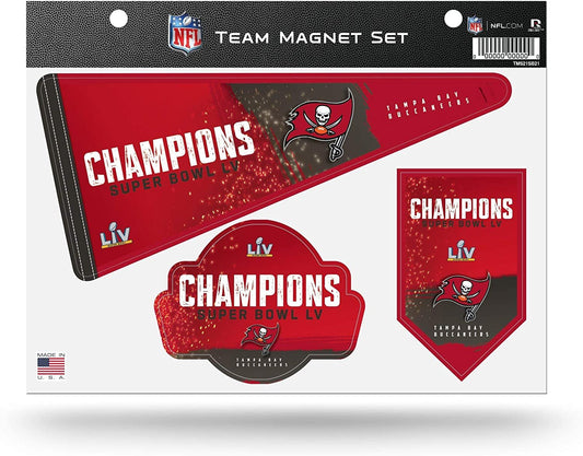 Rico Industries Tampa Bay Buccaneers 2021 Super Bowl LV (55) Champions Die Cut Team Magnet Set of 3