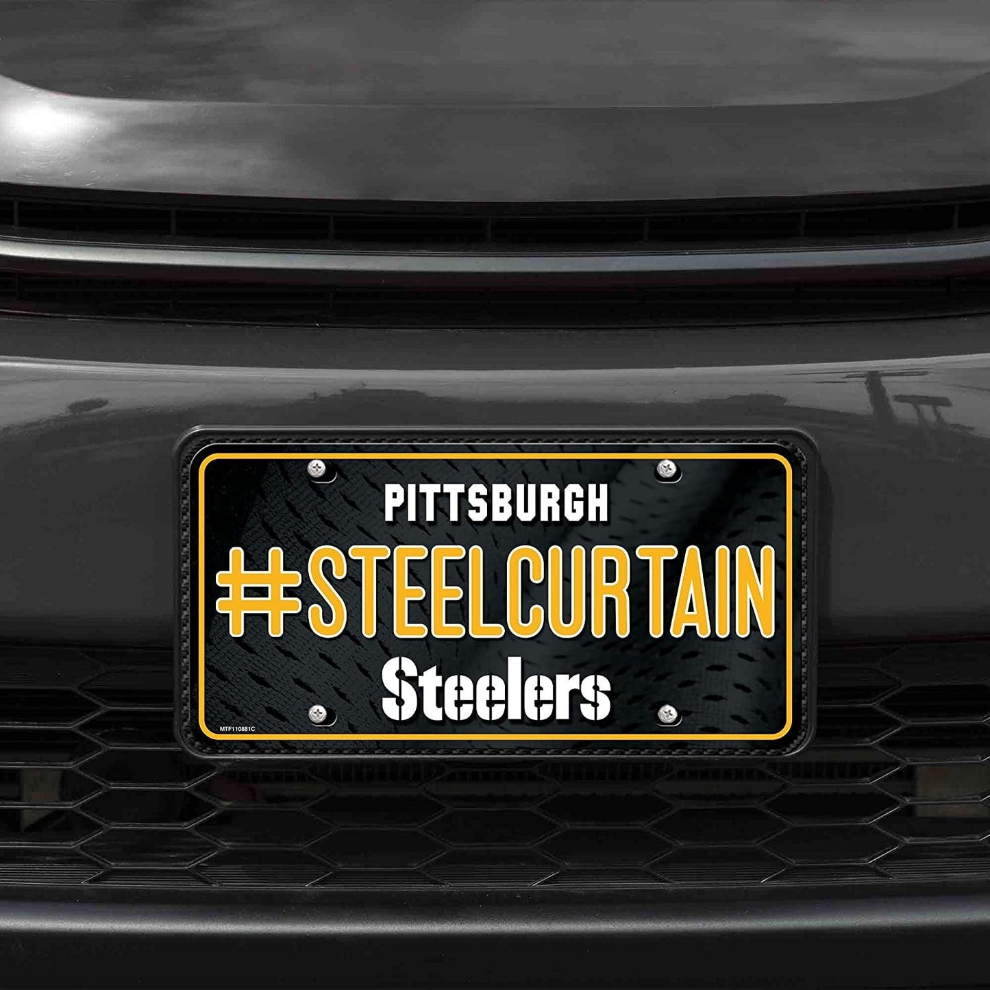Pittsburgh Steelers Metal Auto Tag License Plate, Steel Curtain Design, 12x6 Inch