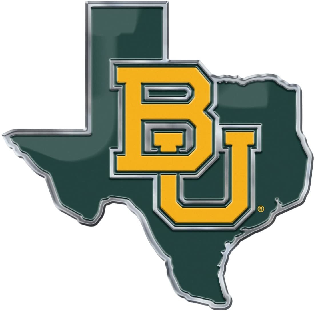 Baylor University Bears Team State Design Auto Emblem, Aluminum Metal, Embossed Team Color, Raised Decal Sticker, Full Adhesive Backing