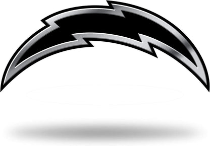Los Angeles Chargers Auto Emblem, Silver Chrome Color, Raised Molded Plastic, Adhesive Tape Backing