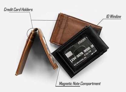 Rico Industries NHL Buffalo Sabres Premium Laser Engraved Vegan Brown Leather Front Pocket Wallet - Compact and Slim yet Sturdy Design - Perfect to Show Your Team Pride or Gift