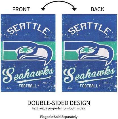 Seattle Seahawks House Banner Flag, Premium Double Sided, 28x44 Inch, Vintage Design, Linen, Indoor Outdoor