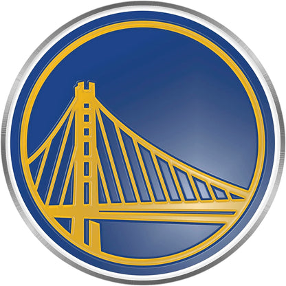 Golden State Warriors Aluminum Metal Color Auto Emblem Raised Shape Cut Full Adhesive Backing