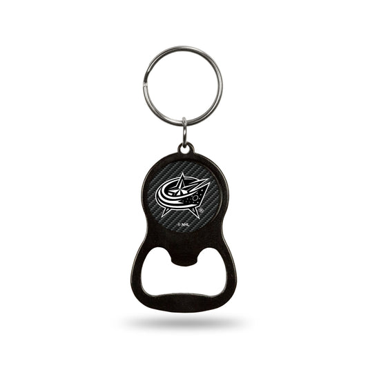 Columbus Blue Jackets Keychain Bottle Opener Carbon Fiber Design Metal Hockey