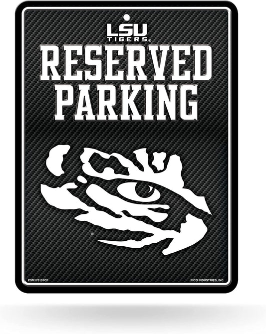 Louisiana State University Tigers LSU Metal Parking Novelty Wall Sign 8.5 x 11 Inch Carbon Fiber Design