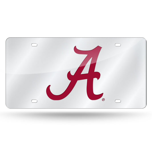 University of Alabama Crimson Tide Premium Laser Cut Tag License Plate, Mirrored Acrylic Inlaid, 12x6 Inch