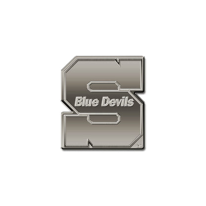 Rico Industries NCAA Wisconsin-Stout Blue Devils Antique Auto Emblem Antique Nickel Auto Emblem for Car/Truck/SUV