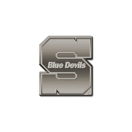 Rico Industries NCAA Wisconsin-Stout Blue Devils Antique Auto Emblem Antique Nickel Auto Emblem for Car/Truck/SUV